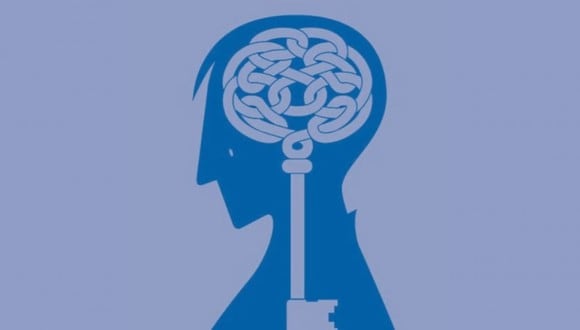 En esta imagen, cuyo fondo es de color azul, se aprecia el dibujo de un hombre, el de un cerebro y el de una llave. (Foto: MDZ Online)