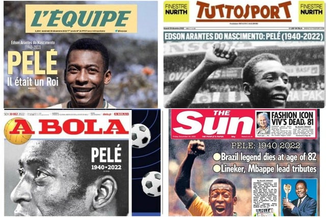 Las portadas de la prensa mundial por la muerte de Pelé a los 82 años.