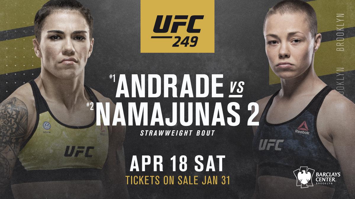 Afiche oficial de la pelea entre Jessica Andrade y Rose Namajunas. (UFC)