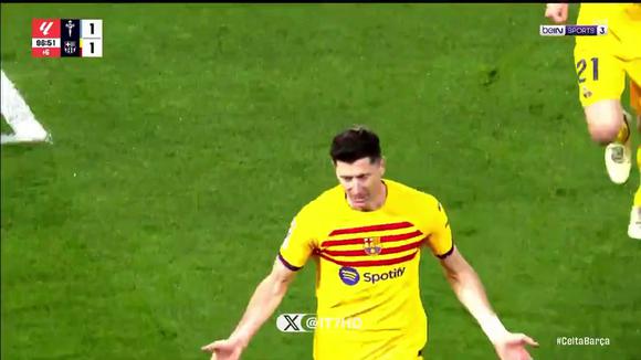 ¡Doblete de Lewandowski! Gol para el 2-1 de Barcelona vs. Celta de Vigo. (Video: Bein Sports)