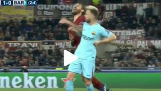 Lo que el árbitro no vio: el codazo de Rakitic a De Rossi en el Barcelona-Roma [VIDEO]