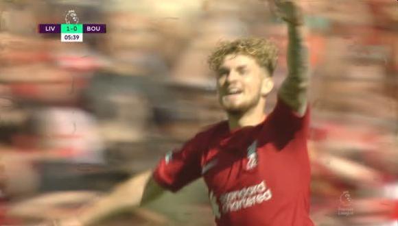 Gol de Harvey Elliott para el 2-0 de Liverpool vs. Bournemouth. (Captura: ESPN)