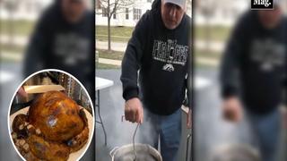 Viral: Hombre cocina pavo para Acción de Gracias y todo sale mal