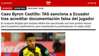 TAS resolvió el ‘caso Byron Castillo’ y Ecuador va al Mundial: así reaccionaron los medios internacionales