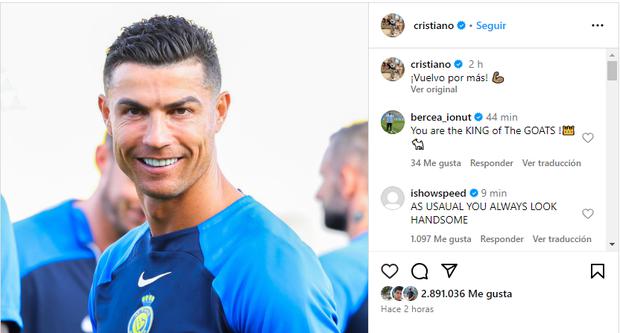 La publicación de Cristiano Ronaldo en redes sociales. (Captura: Instagram)