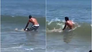 El hércules marino: la ‘pelea’ entre un hombre y un tiburón en playa de Estados Unidos