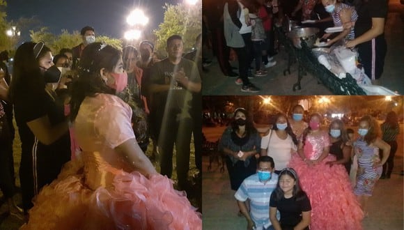 Un video viral muestra cómo una joven compartió el banquete de su fiesta de quince años con los migrantes varados en la ciudad de Reynosa, en el Noroeste de México. | Crédito: Ari Falcon / Facebook