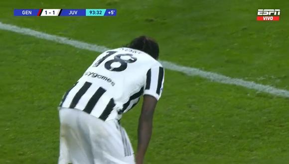 Moise Kean y el insólito fallo en el duelo de la Juventus ante Genoa por la Serie A. (Foto: captura ESPN)