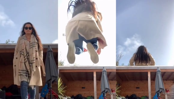 Un video viral desconcertó a los usuarios de redes sociales por mostrar una ilusión óptica de una mujer saltando con relativa facilidad una estructura. | Crédito: @ying.hxxx / TikTok