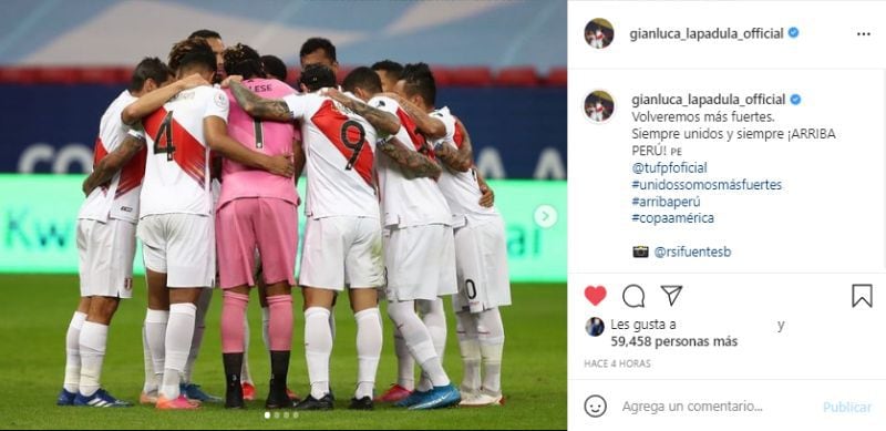 El mensaje de Gianluca Lapadula luego de conseguir el cuarto lugar de Copa América. (Captura: Instagram)
