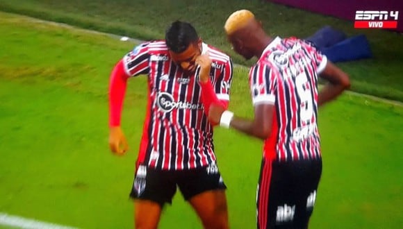 Robert Arboleda para el 1-0 de Sao Paulo vs. Ayacucho FC (Captura)