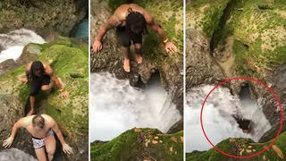 ¿A dónde se fueron? Turistas ‘desaparecen’ tras lanzarse de una cascada en la selva y son viral [VIDEO]