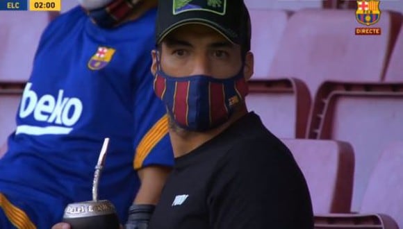 Luis Suárez presente en el partido por el Trofeo Joan Gamper. (Foto: Captura de TV)