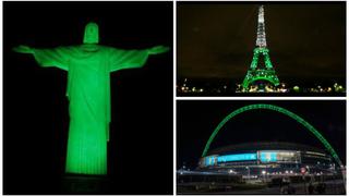 Todos de verde: monumentos y edificios rinden homenaje a Chapecoense