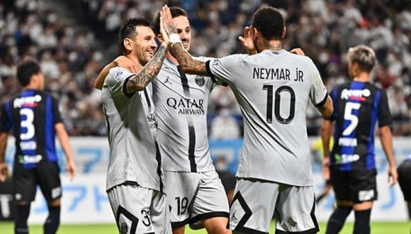 Show del tridente: Messi, Neymar y Mbappé protagonistas en victoria de PSG 6-2 ante Gamba Osaka. (Getty Images)