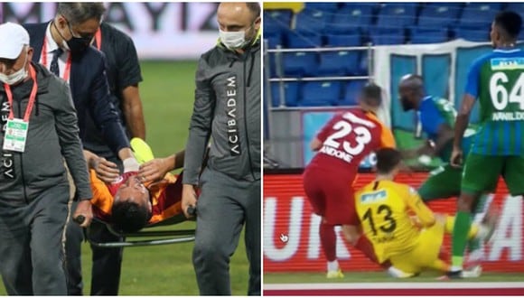 Florin Andone sufrió escalofriante lesión de rodilla con el Galatasaray. (Twitter/Galatasaray)