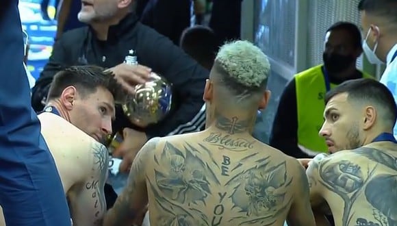 Messi, Neymar y Paredes conversan tras la final de la Copa América. (Foto: captura de pantalla)