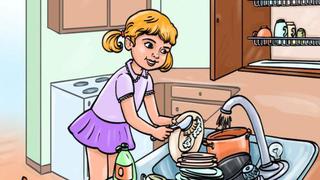 Si cuentas con vista ‘predilecta’ ubicarás el error del reto visual de la niña lavando platos