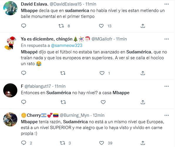 Los comentarios en redes sociales sobre Mbappé y el fútbol sudamericano.
