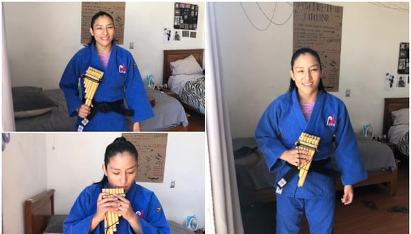 Brillith Gamarra, la judoca peruana que aprendió a tocar la zampoña en cuarentena por el coronavirus. (IPD)