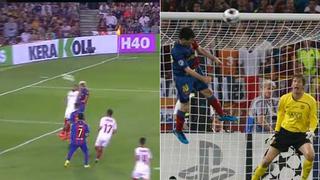 Messi y el gol de cabeza como en la final de la Champions League 2009