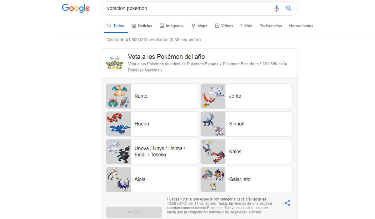 Google y Pokémon se han unido para que puedas elegir al Pokémon del año. (Foto: Captura)
