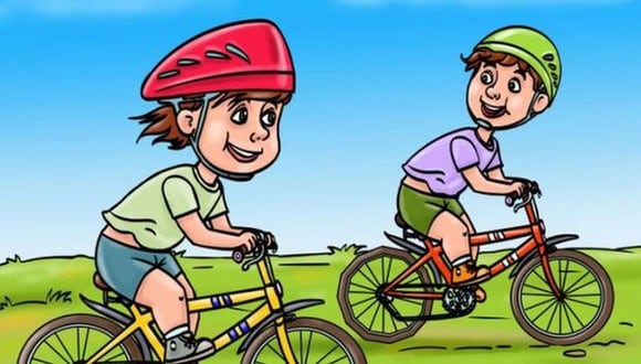 Acertijo viral: ¿logras encontrar el error en la imagen de los niños en bicicleta? Solo tienes 8 segundos (Foto: Genial.Guru).