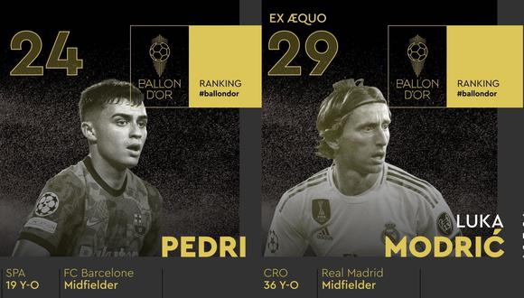 Pedri se encuentra en mejor posición que Luka Modric en la lista del Balón de Oro. (Foto: France Football)