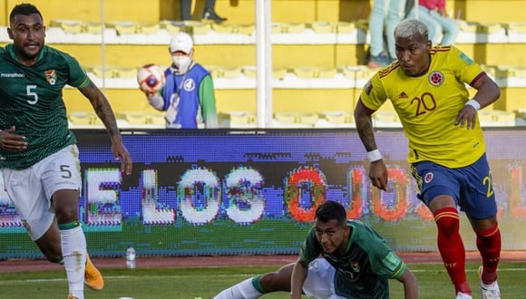 Colombia y Bolivia empataron 1-1 por Eliminatorias Qatar 2022 en el Hernando Siles de La Paz. (Foto: AFP)