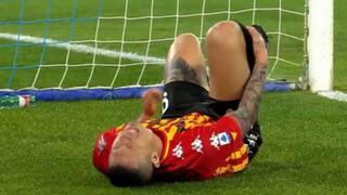 Alarma en Benevento: Lapadula dejó cojeando partido ante Napoli tras chocar con Koulibaly [VIDEO]