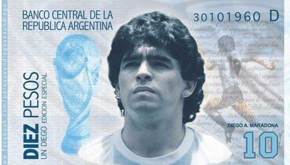 El rostro de Maradona podría lucirse en billete de Argentina. (Twitter)