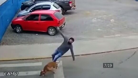 Un perro es captado "atropellando" a un hombre que cruza la calle y la escena se vuelve viral. (Foto: Joan Valdez / YouTube)