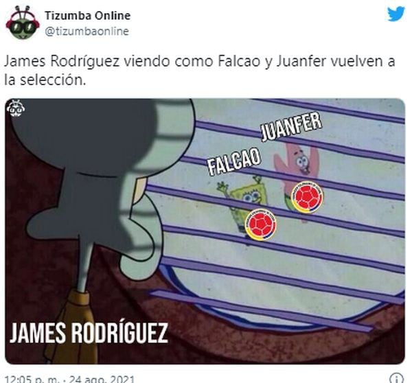 Los memes de la no convocatoria de James Rodríguez a Colombia. (Captura: Twitter)