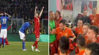 La celebración de Macedonia del Norte tras dejar a Italia fuera del Mundial Qatar 2022