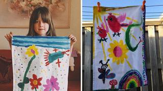 Luna, la niña que quiere pagar el tratamiento oncológico de su padre pintando paños de cocina