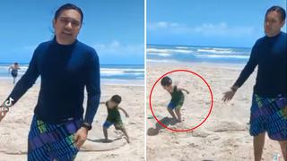 Video viral: Artista crea un cocodrilo de arena y niño lo destruye en segundos