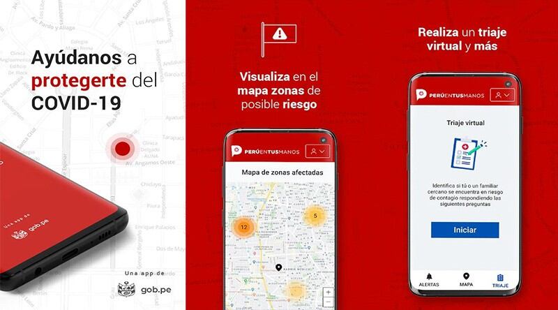 "Perú en tus manos", es la aplicación que el gobierno ha puesto a disposición de los ciudadanos para prevenir el coronavirus.