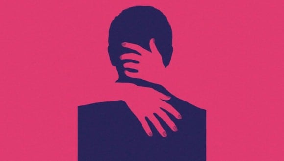 En esta imagen, cuyo fondo es de color rosado, se aprecia el dibujo de un hombre y el de dos manos. (Foto: MDZ Online)