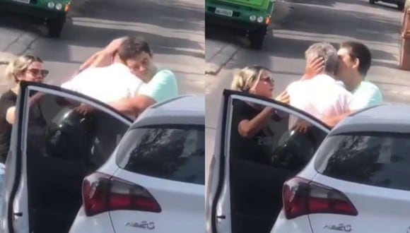 Un video viral muestra el tierno momento que protagonizaron un anciano y el motociclista que embistió accidentalmente con su auto. | Crédito: @manausalerta / Instagram