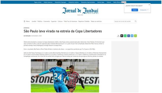 Binacional vs. Sao Paulo: prensa brasileña