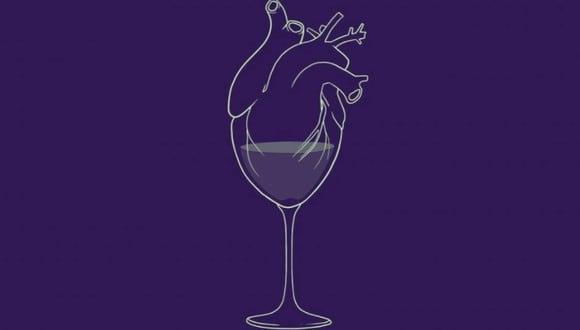 En esta imagen, cuyo fondo es de color violeta oscuro, se aprecia el dibujo de una copa de vino y el de un corazón. (Foto: MDZ Online)