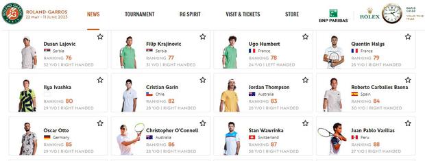La página del Roland Garros ya pone a Varilla como uno de los participantes.