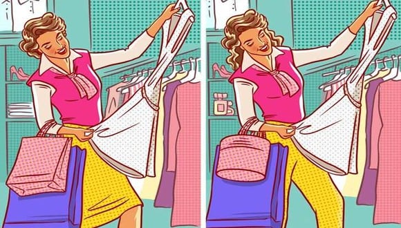 Hay 6 diferencias entre las dos imágenes de una mujer comprando ropa. ¿Puedes identificarlas todas en 23 segundos? (Foto: Brightside.com)