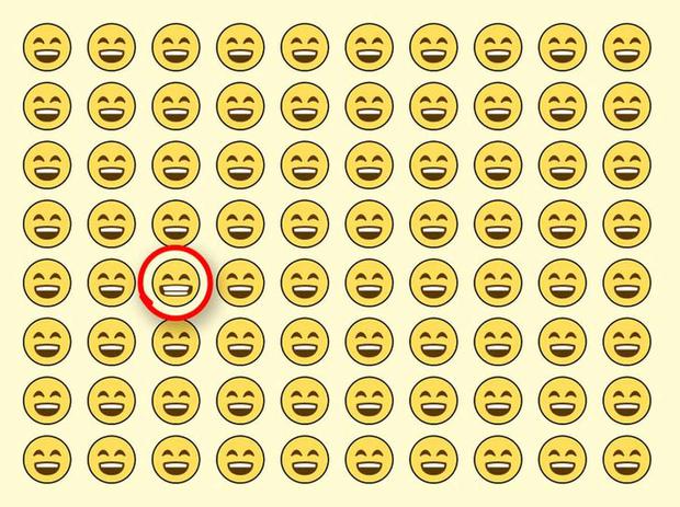 In this image, whose background is cream-colored, the location of the emoji that is different from the rest is indicated.  (Photo: cool.guru)