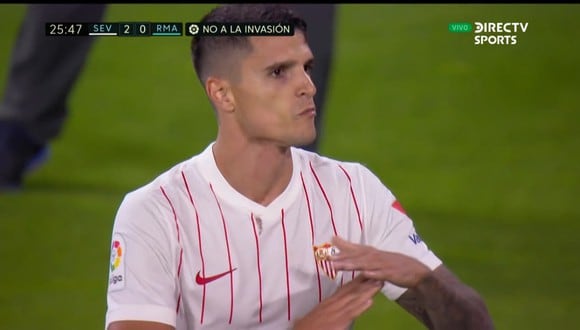 Erik Lamela marcó el 2-0 del Sevilla vs. Real Madrid por LaLiga. (Foto: Captura de DirecTV Sports)