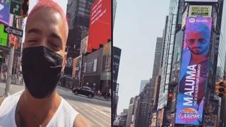 Maluma y su desbordada emoción al ver un banner de su nuevo disco “Papi Juancho” en las calles de New York