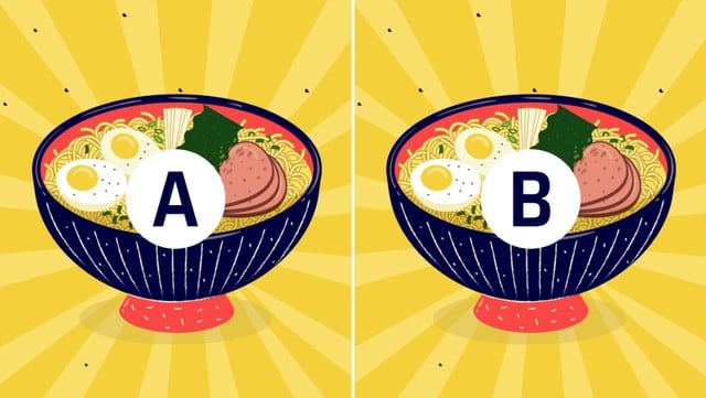 El desafío visual de encontrar las nueve diferencias entre estas dos imágenes de un plato de sopa. (Televisa)