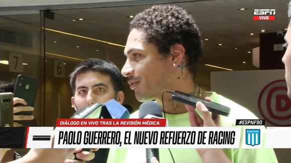 Paolo Guerrero declaró tras pasar los exámenes médicos con Racing Club. (Video: ESPN)