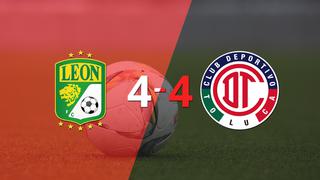 Lluvia de goles en Nou Camp, León y Toluca FC rescataron 1 punto