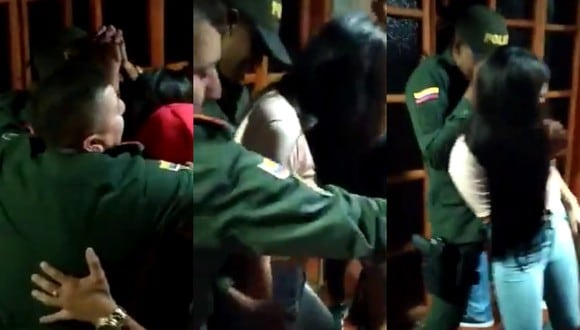 Un video viral muestra el lamentable accionar de dos policías uniformados que terminaron bailando "perreo" en una fiesta que debían intervenir. | Crédito: @CaracolMedellin / Twitter.